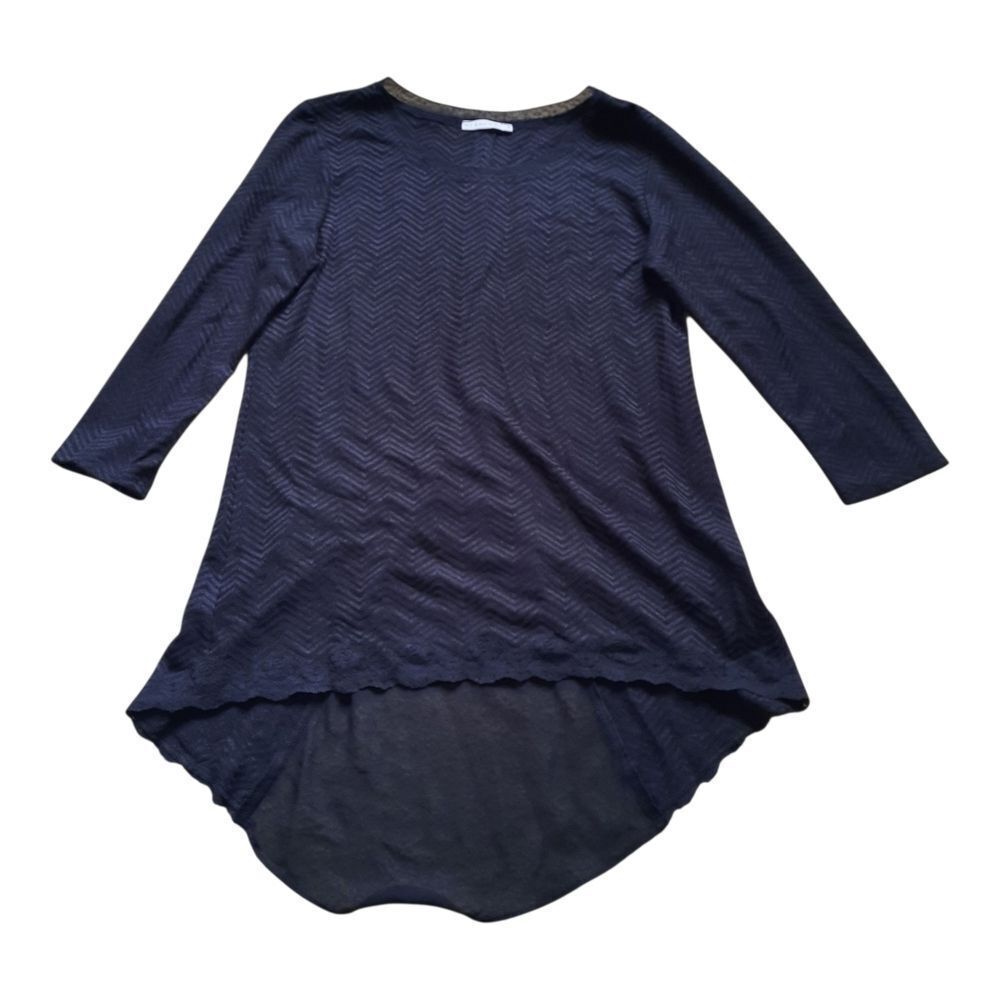 Elegant Navy Women's Tunic with Chevron Pattern
